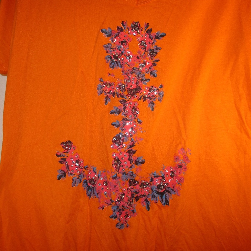 Orange Anchor tee Plus 2X fits 1X - Picture 5 of 8